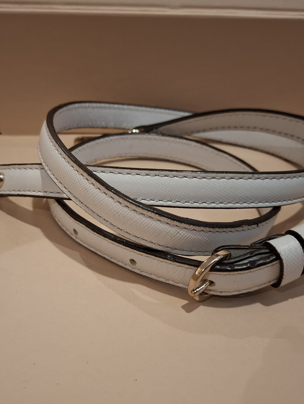 Coach White Leather Adjustable Crossbody Strap with Gold Buckle
